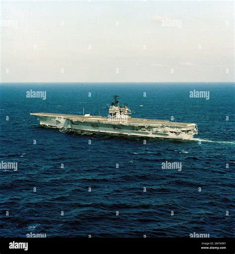 Aerial Port Beam View Of The Aircraft Carrier USS SARATOGA CV 60