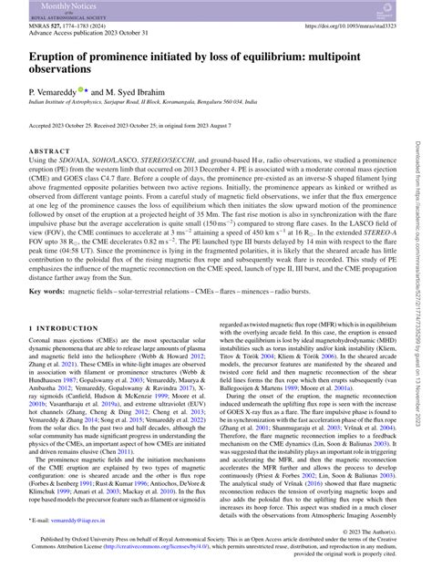 Pdf Eruption Of Prominence Initiated By Loss Of Equilibrium