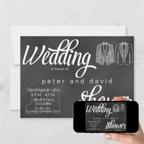 Chalkboard Gay Wedding Shower Invitation Zazzle
