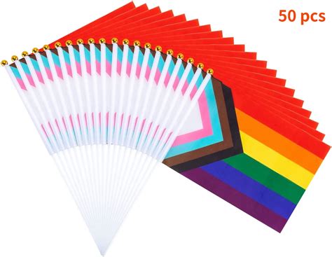 Pack Gay Pride Flags Mini Small Lgbt Rainbow Stick Flags For Rainbow Pride Parade Festival
