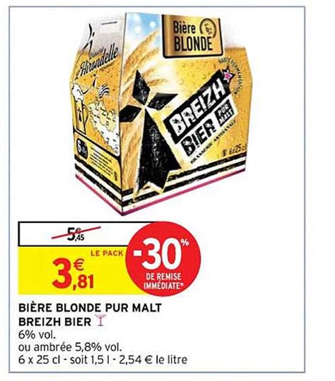 Promo Bi Re Blonde Pur Malt Breizh Bier Chez Intermarch Icatalogue Fr