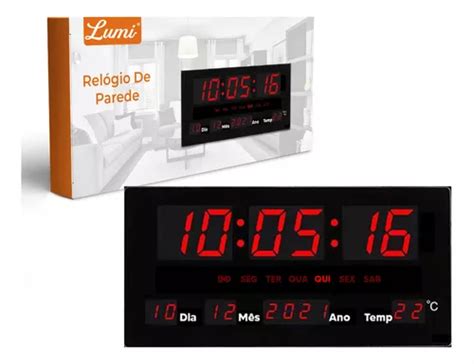 Reloj de pared con calendario y termómetro digital Lumi MercadoLibre