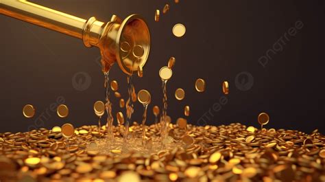 Person Is Pouring Gold Coins Through A Pipe Background 3d Rendering