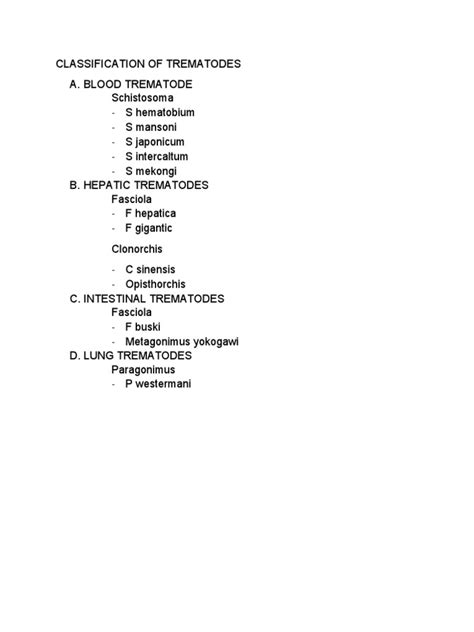 Classification of Trematodes | PDF