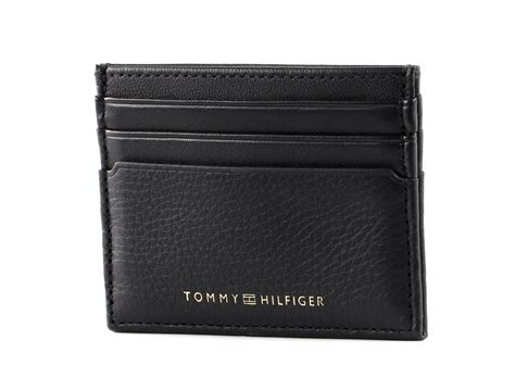 TOMMY HILFIGER Card Holder Premium Leather CC Holder Black Buy Bags