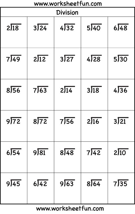 Division Worksheet For Fifth Grade