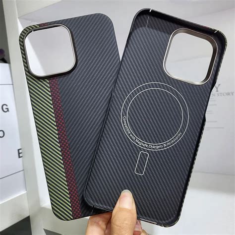 For Iphone 15 Pro Max 15plus 15 Magnetic Real 600d Carbon Fiber Case