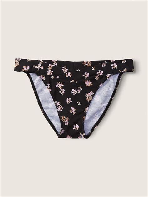 Pamuklu Çapraz Detayli Bikini Külot Çiçekli Saf Siyah VS26538142 Victoria s Secret PINK