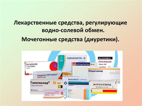 Лекарственные средства, регулирующие водно-солевой обмен. Мочегонные ...