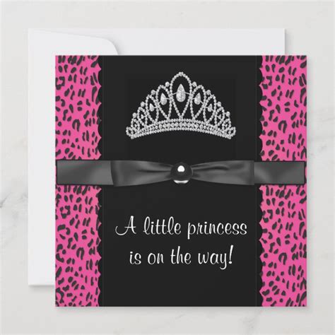 Hot Pink Leopard Princess Baby Girl Baby Shower Invitation Zazzle