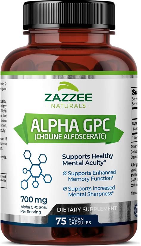 Amazon Zazzee Extra Strength Alpha GPC Choline 700 Mg Per Serving