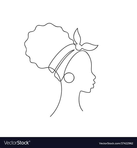 African girl in profile with curly hair bun Vector Image