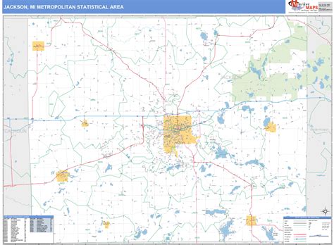 Jackson Mi Metro Area Wall Map Basic Style By Marketmaps