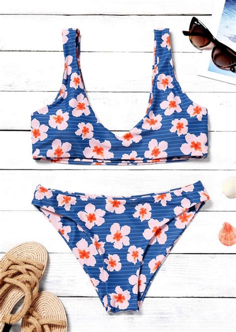 Floral Low Waist Bikini Set FaveThing