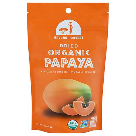 Mavuno Harvest Organic Dried Papaya 2 Oz Pouch Shop Pocahontas Iga