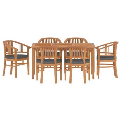 VidaXL 7 Piece Patio Dining Set Solid Wood Teak 59 1 X35 4 X29 5