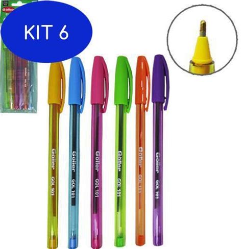 Kit Conjunto Canetas Esferogr Ficas Coloridas Goller