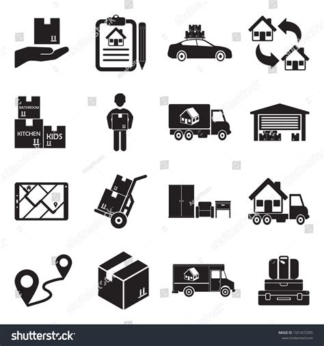 Home Removal Icons Black Flat Design Stock Vector Royalty Free