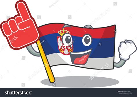 Foam Finger Serbian Flags Stored In Cartoon Royalty Free Stock Vector