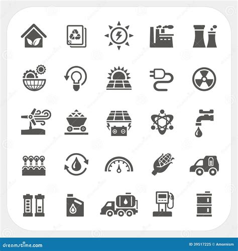 Iconos De La Energía Y Del Poder Fijados Ilustración del Vector