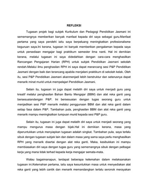 Contoh Rph Pendidikan Jasmani Subjek Pedagogi Pj Pdf