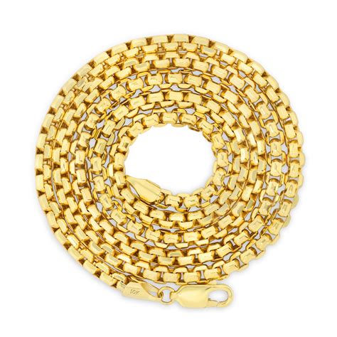 K Yellow Gold Solid Mm Venetian Round Box Chain Link Pendant