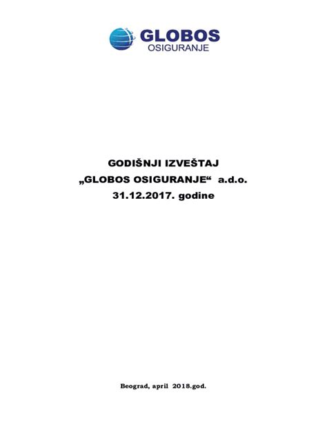 Fillable Online GODINJI IZVETAJ GLOBOS OSIGURANJE A D O Fax Email