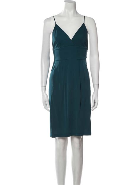 Halston Heritage V Neck Mini Dress Blue Dresses Clothing Wh156576