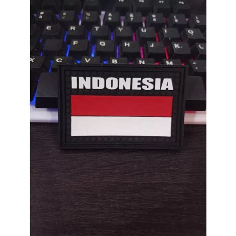 Jual Emblem Karet Patch Rubber Bendera Merah Putih Tempelan Velcro