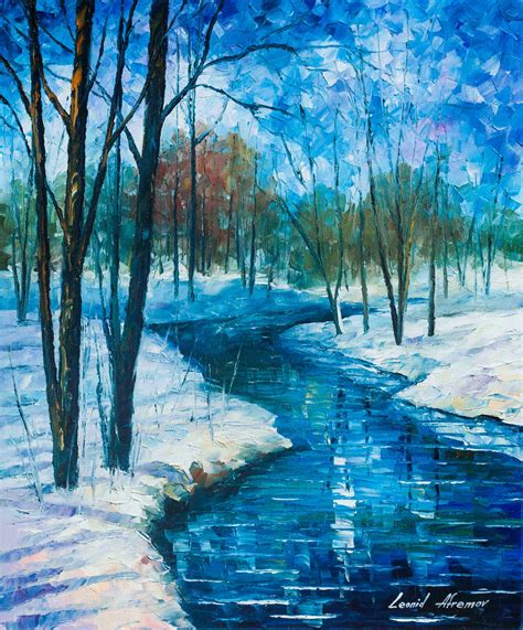 Winter Landscape River Fine Art Painting On Canvas By Leonid Etsy