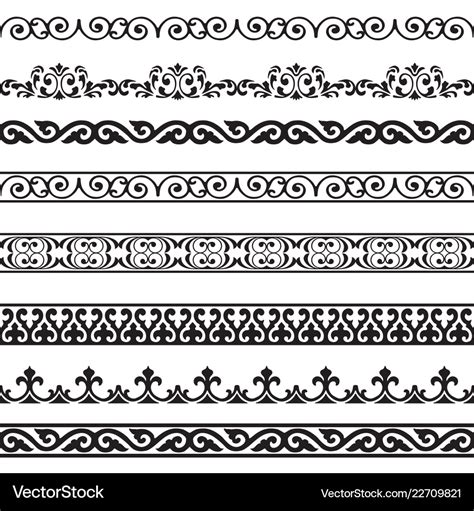 Decorative Seamless Borders Vintage Design Set Vector Image