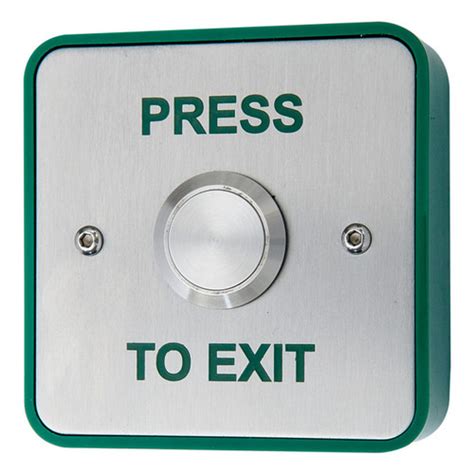 Stainless Steel Press To Exit Button Green Surface Back Box For