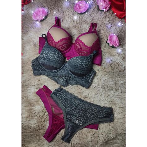 Conjunto Bojo Sutiã Calcinha Lingerie Fio Dental Sexy Sensual Renda Shopee Brasil