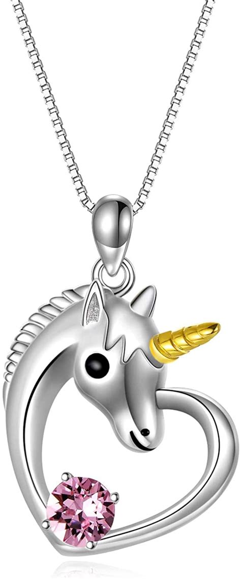 AOBOCO Unicorn Gifts For Girls Sterling Silver Unicorn Necklace