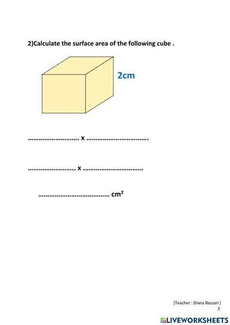 Surface Area Of Cuboid And Cube Online Exercise For Live Worksheets