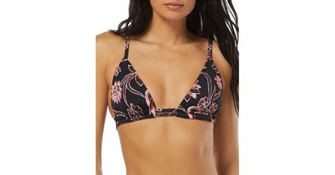 Sundazed Layla Floral Print Strappy Bikini Swim Top In Black Lyst