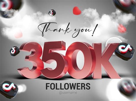 Premium Psd Thank You 350k Followers On Tiktok Psd