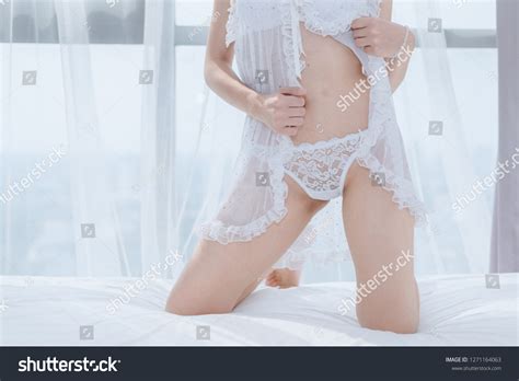 Sexy Woman White Lingerie On Bed Stock Photo 1271164063 Shutterstock
