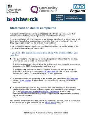 Fillable Online Statement On Dental Complaints Fax Email Print PdfFiller