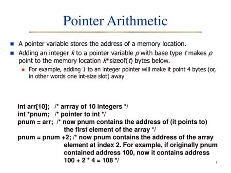 PPT - Pointer Arithmetic PowerPoint Presentation, free download - ID ...