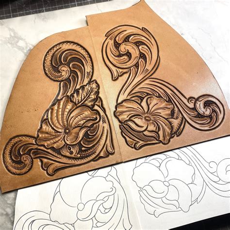 Double Pack 2 Leather Tooling Carving Patterns Stencils Two