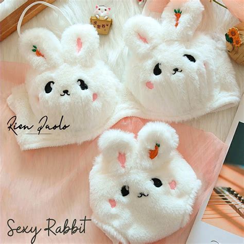 Jual Premium Bra BH Celana Dalam CD Tanpa Kawat Set Sexy Hot Cosplay Bulu Kelinci