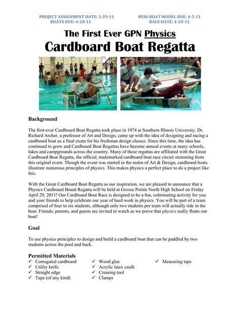 Cardboard Boat Project Overview Pdf