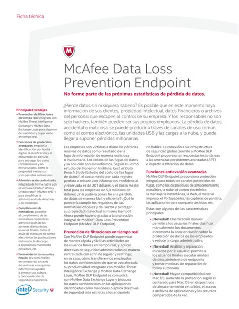 Mcafee Dlp Endpoint Ficha T Cnica