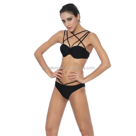 Multi Rope Sexy Bikini Set Women Swimwear Pink Black Bandage Swimsuit Women Swimwear Push Up