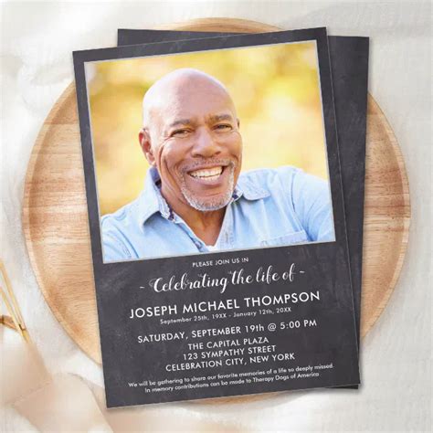 Rustic Celebration Of Life Photo Memorial Funeral Invitation Zazzle