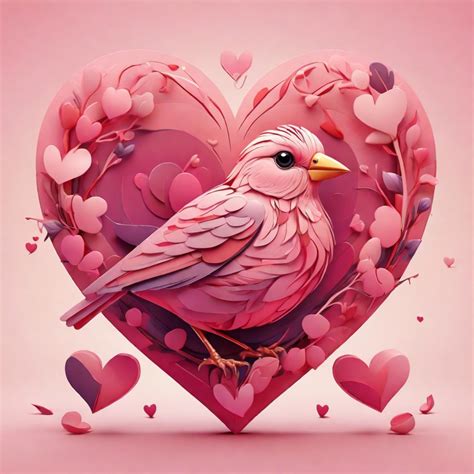 Valentine Pink Bird Art Print Free Stock Photo Public Domain Pictures