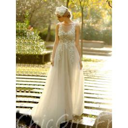 Robe De Mariée Bohème Chic Plage Longue Ivoire Tulle Fleurie Dentelle