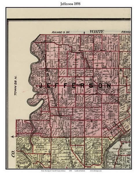 Jefferson 1898 Old Town Map With Homeowner Names Indiana Etsy