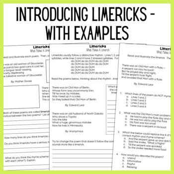 Limerick Activities - Limerick Worksheets, Templates Poems, Writing Poems